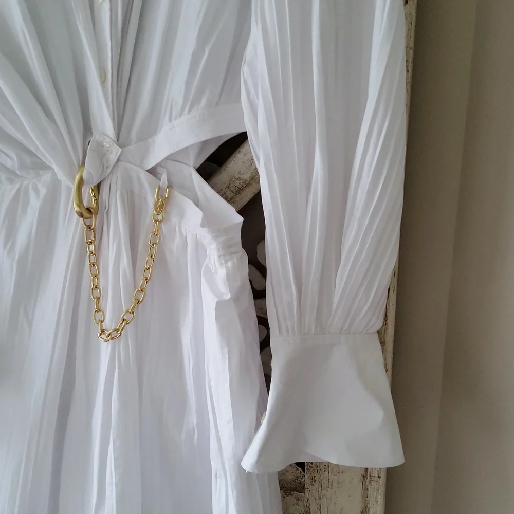 New Jonathan Simkhai Fraya Long Sleeve Cotton Blend Maxi Shirtdress - Picture 6 of 11